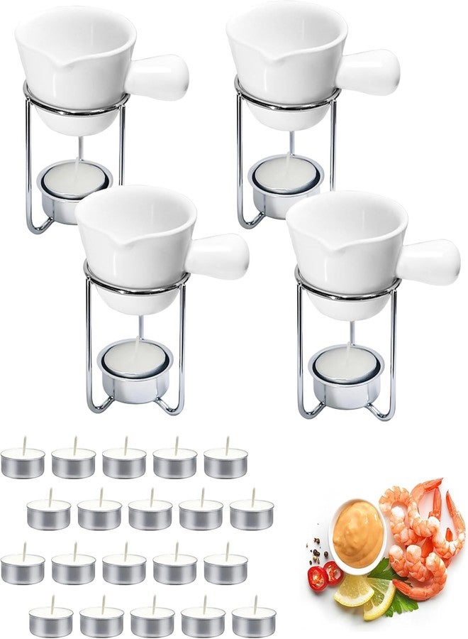 Reasmi Reasim Butter Warmer Set for Seafood, Lobster & Crab, Drawn Butter Melter for Chocolate & Cheese, Fondue & Seafood Boil Party Supplies, Set of 4 with 20 Tealight Candles - Image 1